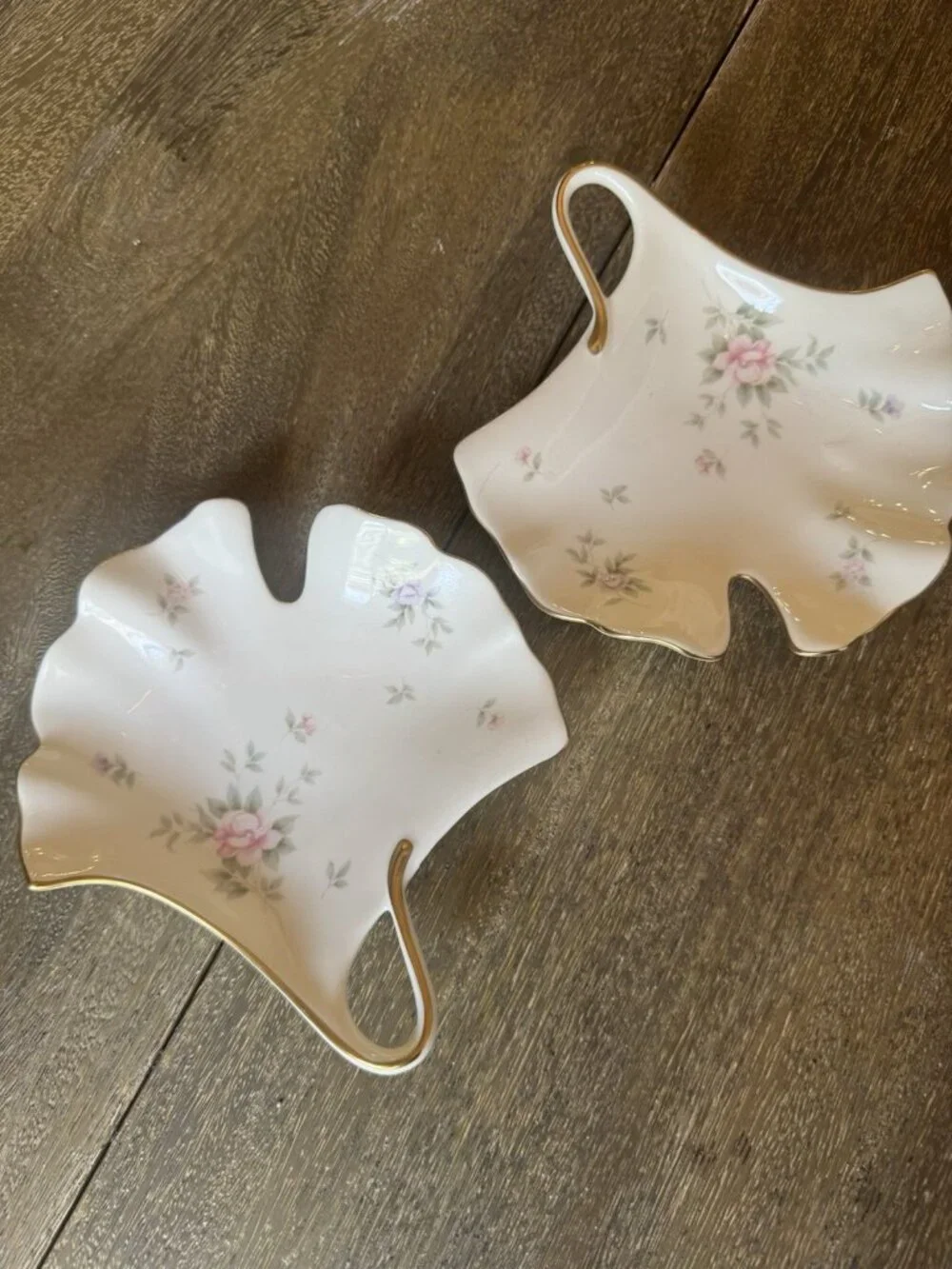 Mikasa Remembrance Ginkgo Leaf Dish Pink Roses B2120 Japan 6